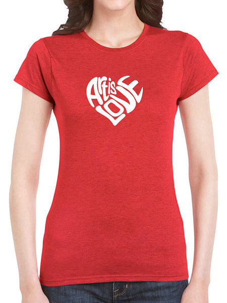 NEW! - Adult Unisex - WORD ART - Art is Love T-Shirt in Crimson