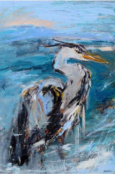 Seaside Heron - Painting by Christopher Mathie